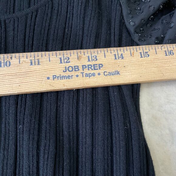 By Anthropologie sweater Top ribbed Sheer sleeves Square Neck women’s XL Black - Picture 6 of 12